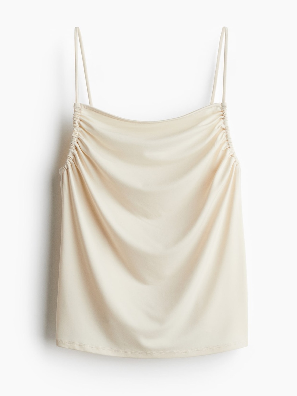 New H&M Cream Cowl Neck Ruched Strappy Cami Top Size S